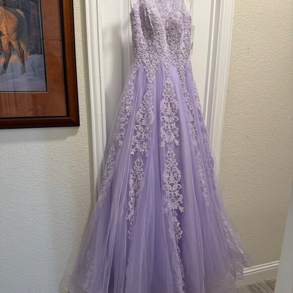 Lilac Tulle Sleeveless A-Line Gown by Jovani 59046 Size 4 NWT - Picture 4 of 10